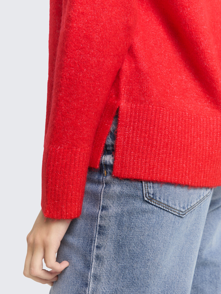lässig geschnittener strickpullover mit v-ausschnitt