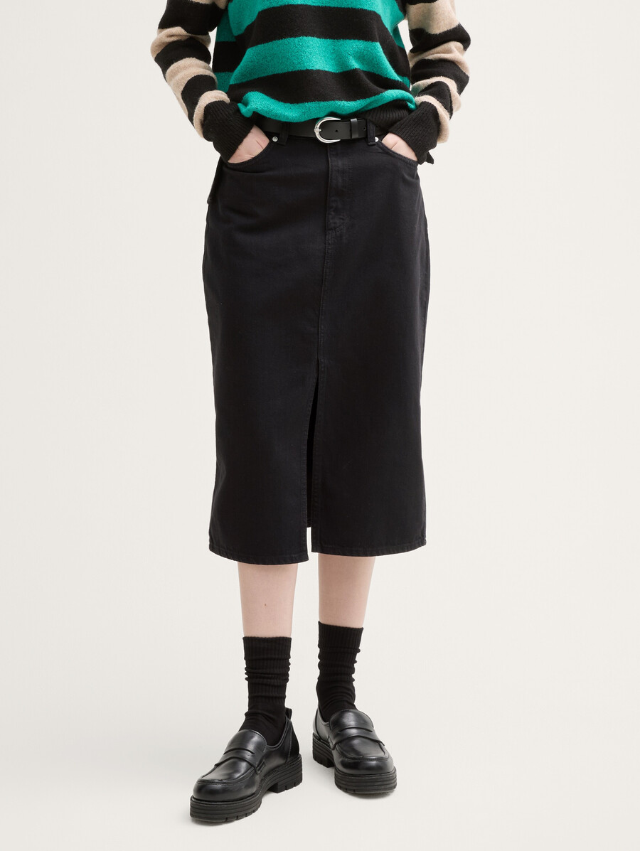 midi-jeansrock mit schlitz