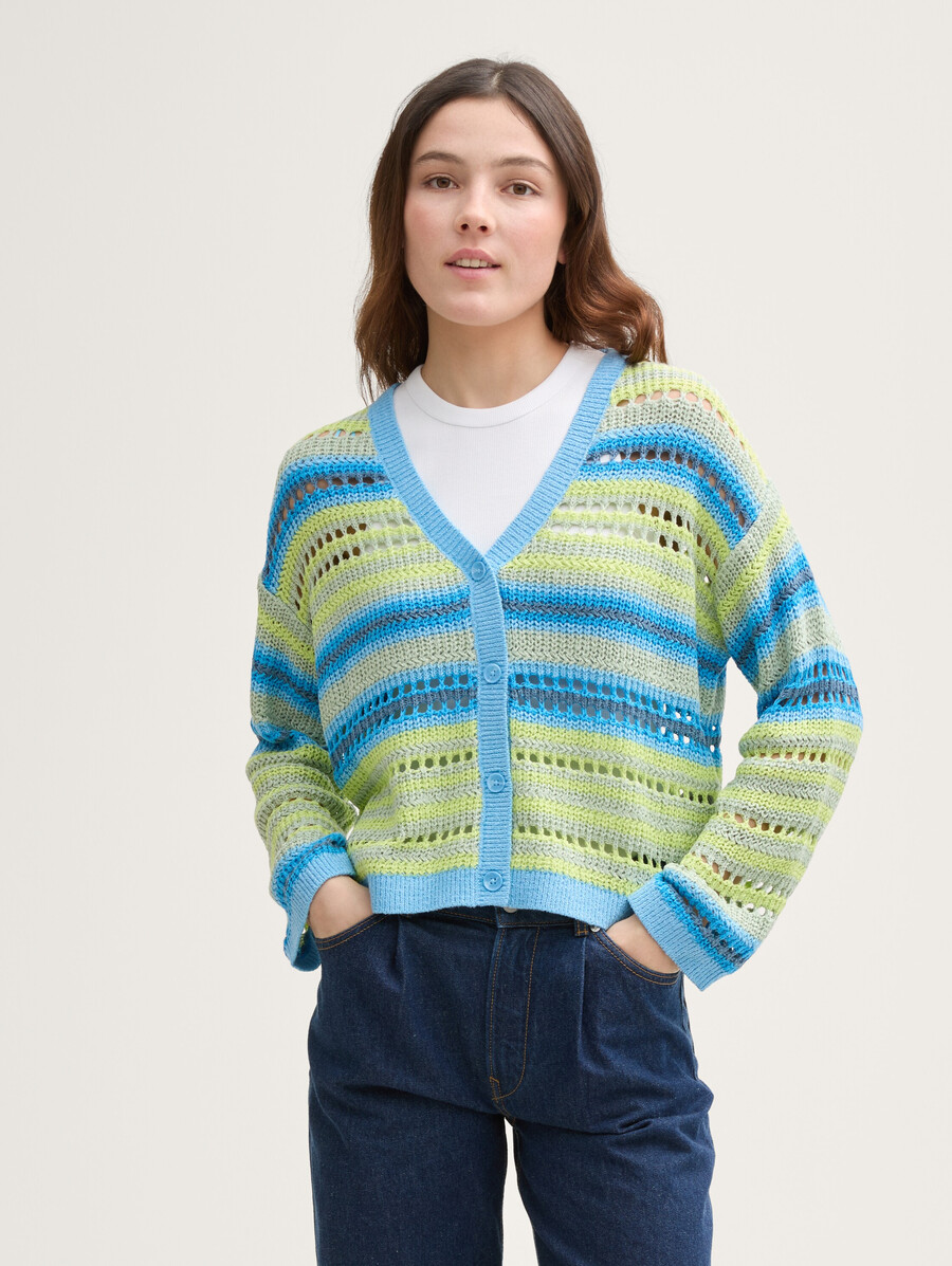 strickjacke in lockerer passform mit lochmuster