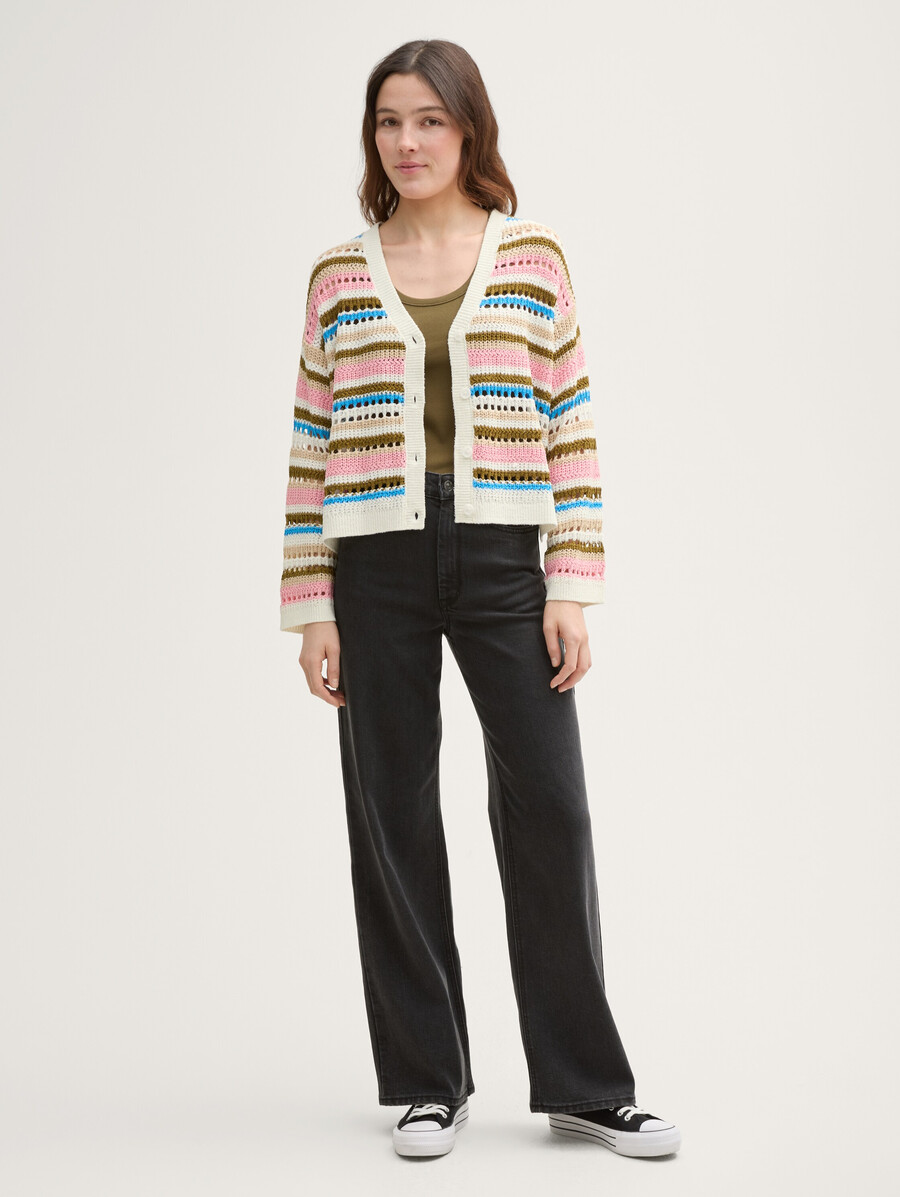 strickjacke in lockerer passform mit lochmuster