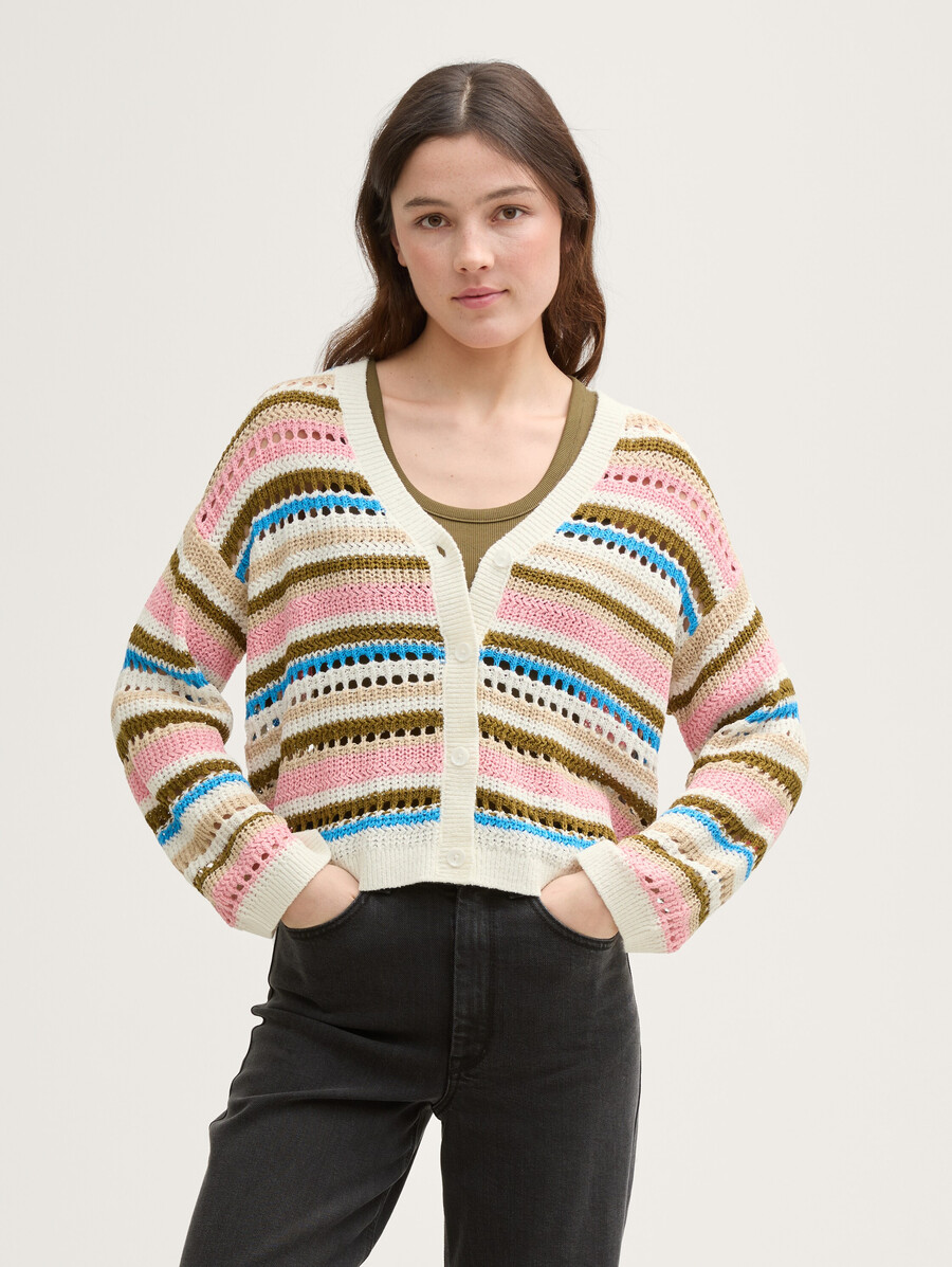 strickjacke in lockerer passform mit lochmuster