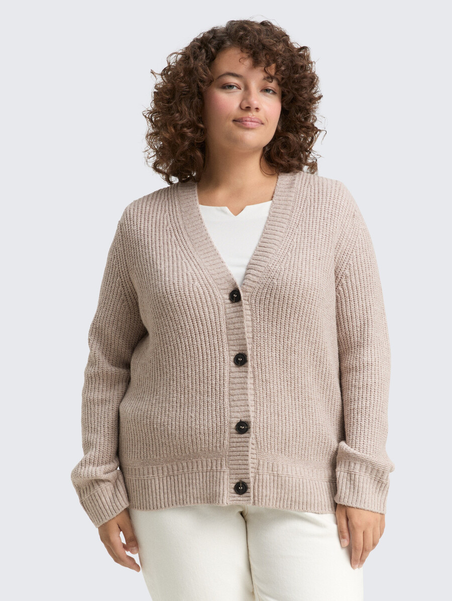 plus size – gerippte strickjacke mit v-ausschnitt