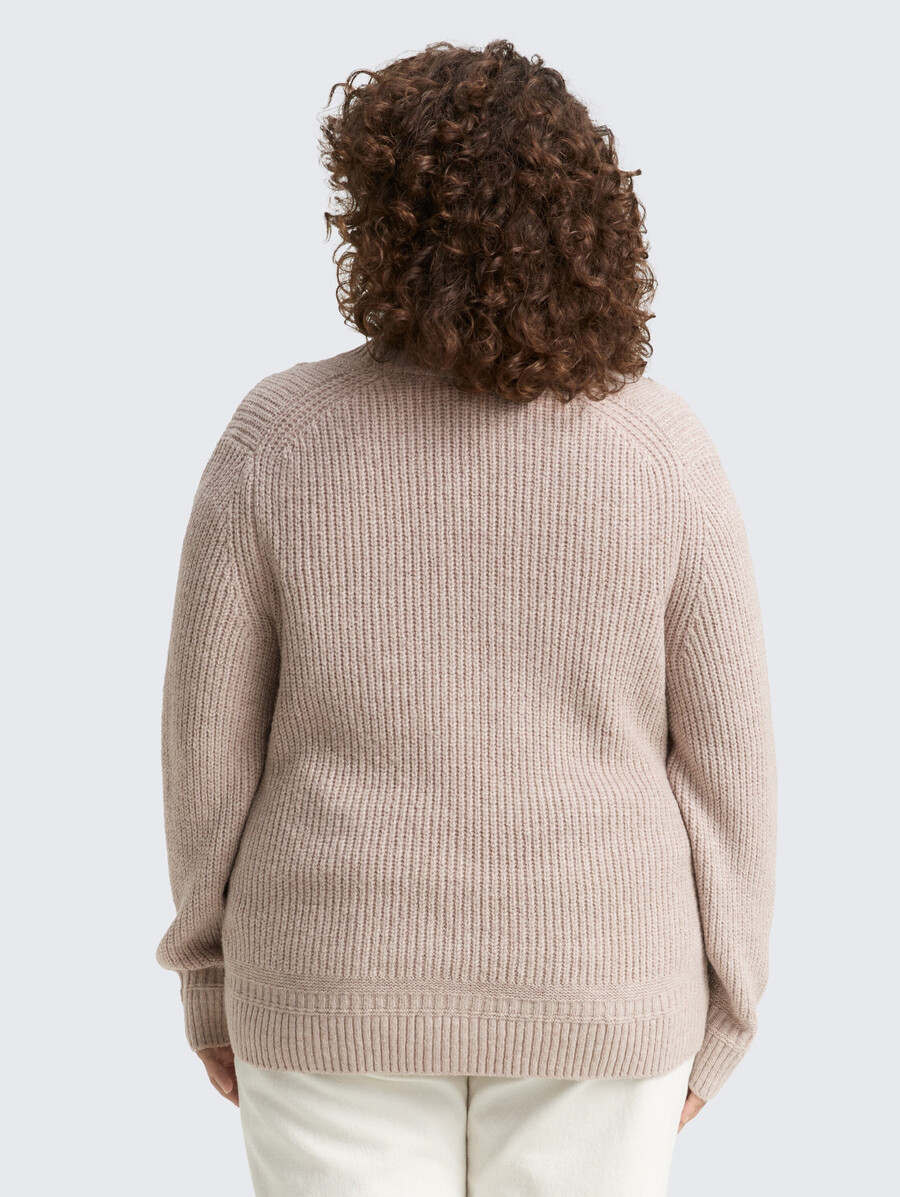 plus size – gerippte strickjacke mit v-ausschnitt