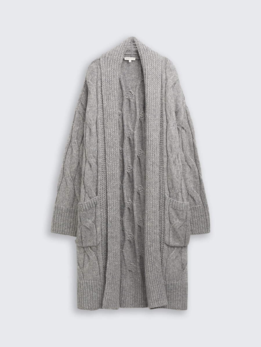 locker geschnittene strickjacke mit zopfmuster
