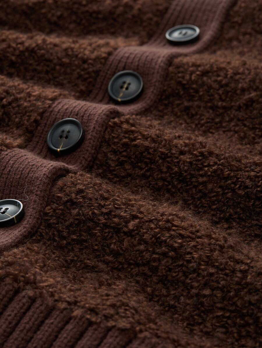 bouclé-cardigan mit wollanteil