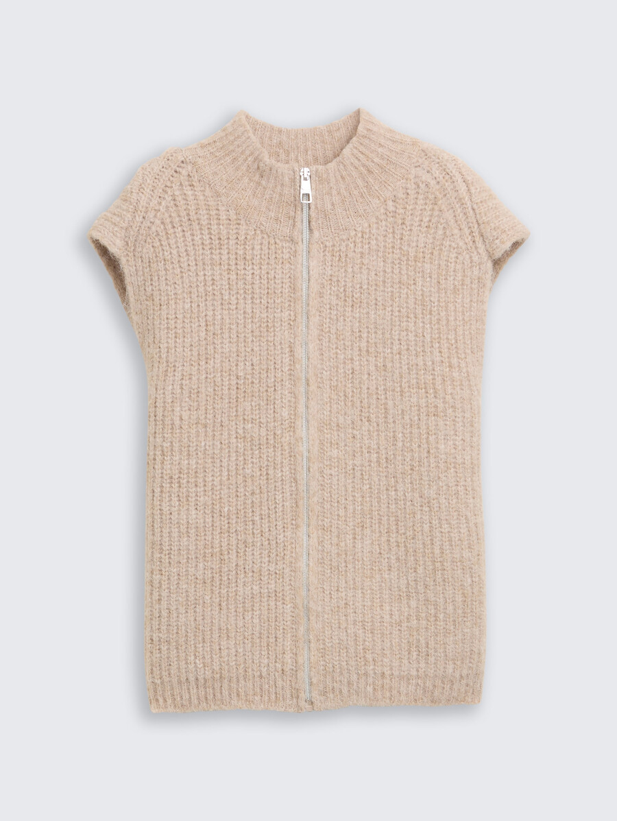 Ärmelloser pullover mit stehkragen