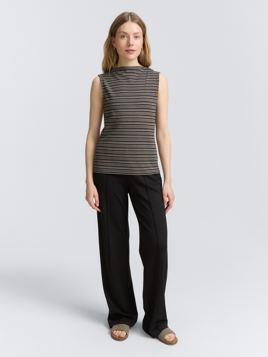 jacquard-top mit stehkragen