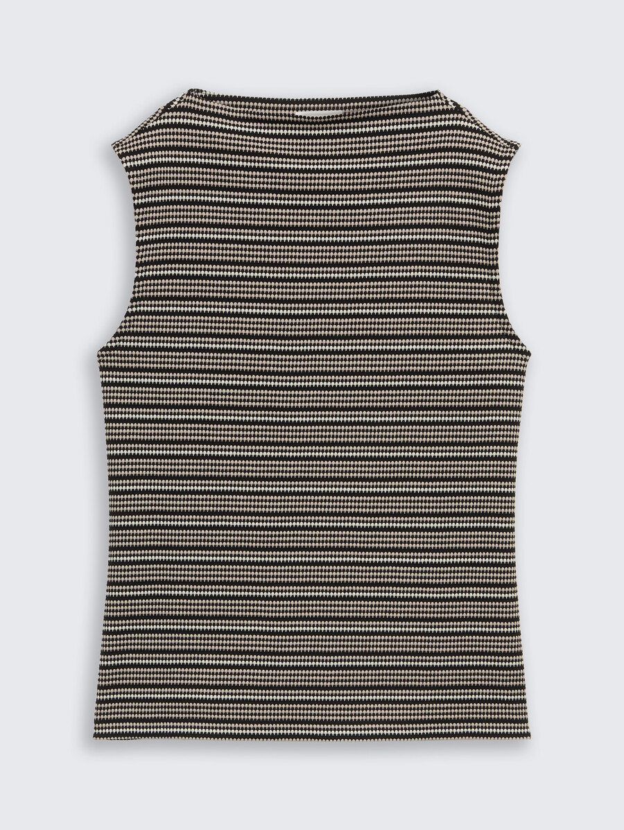 jacquard-top mit stehkragen