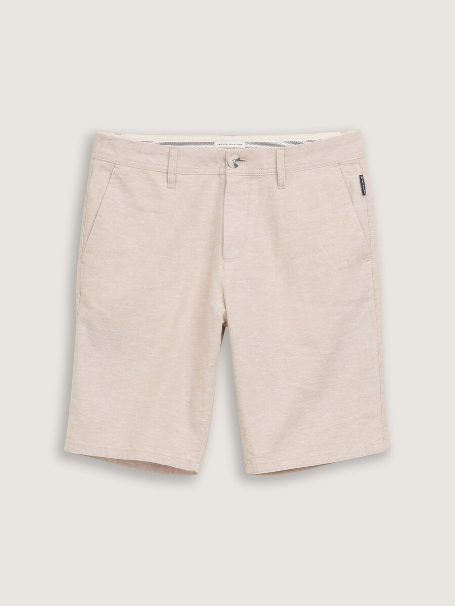 schmale chino-shorts mit leinenanteil