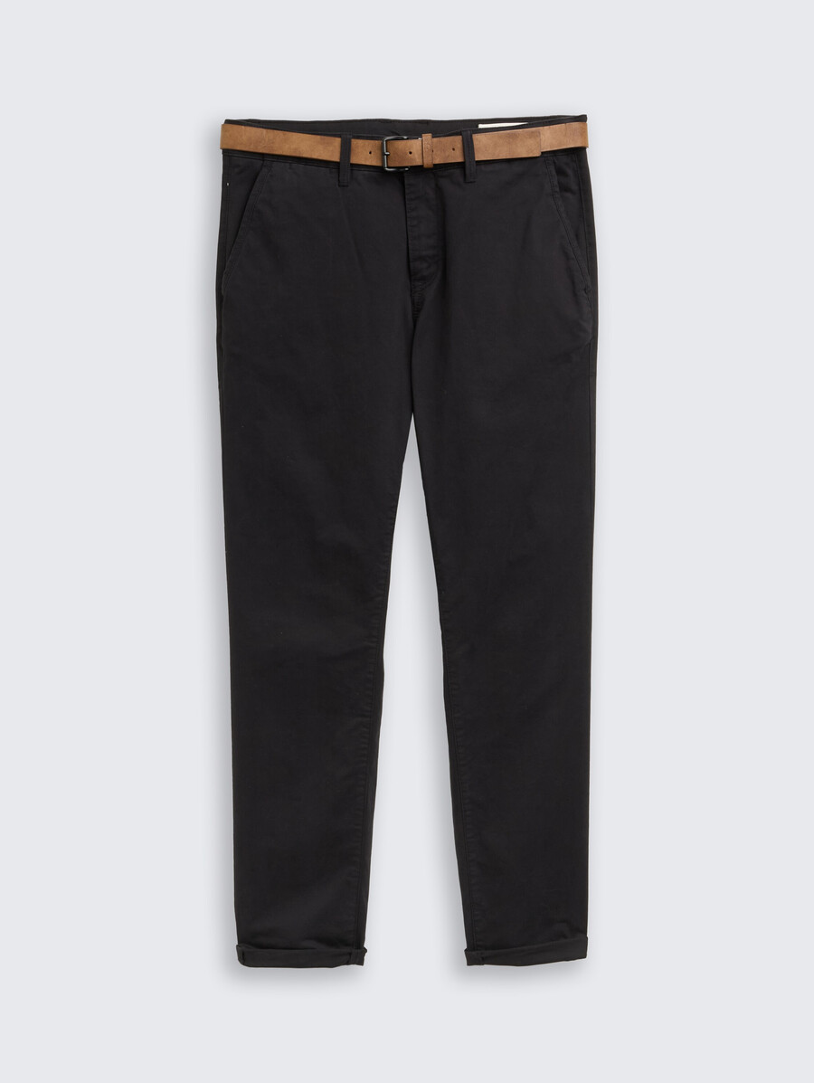 schmal geschnittene chino-hose mit gürtel
