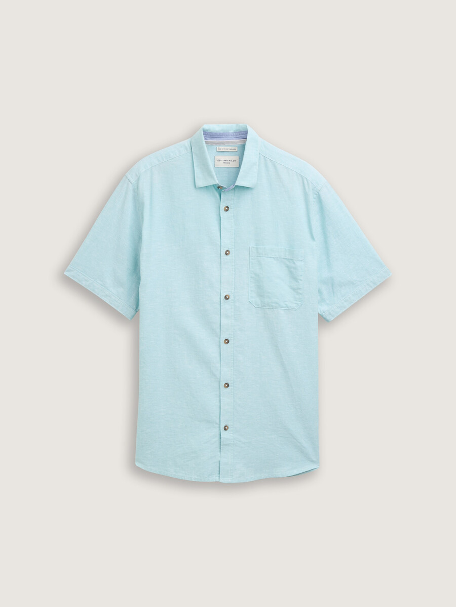 kurzarmhemd in regulärer passform mit leinenanteil