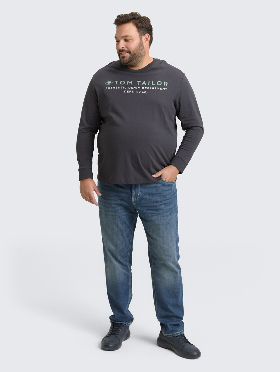 plus size – langärmeliges hemd mit logodruck
