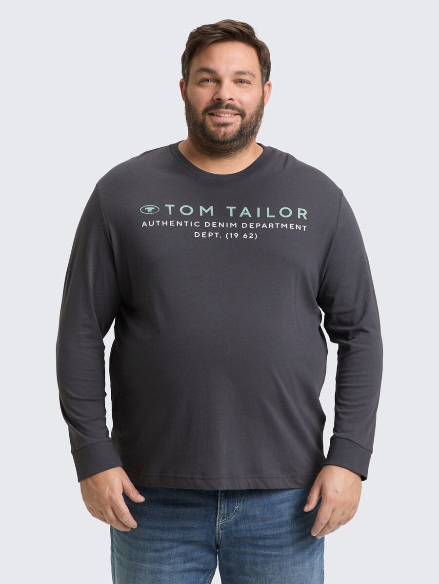 plus size – langärmeliges hemd mit logodruck