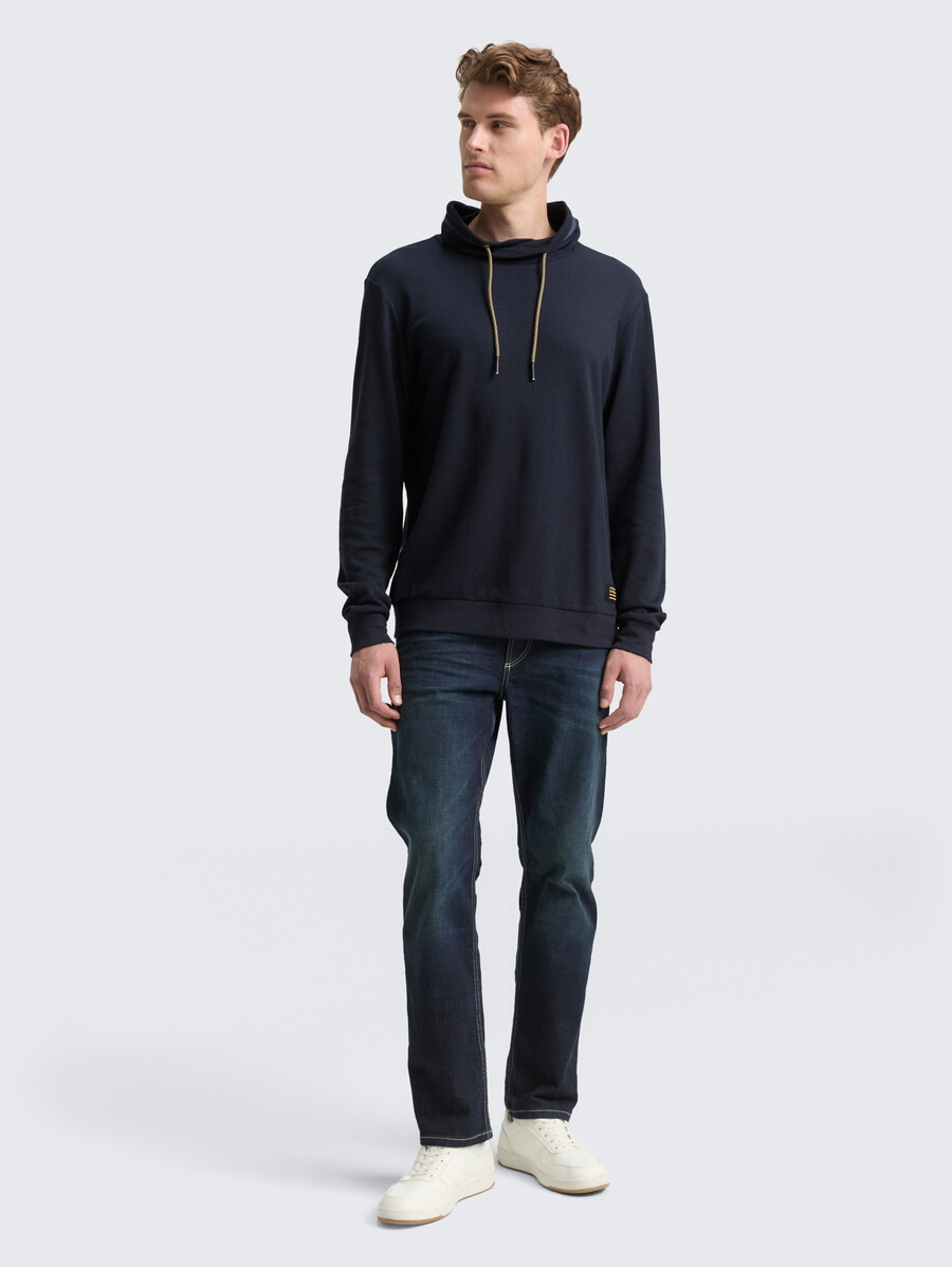 snood langarmshirt mit waffelstruktur