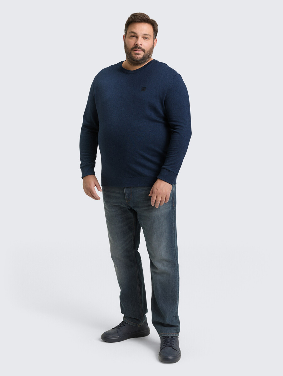 plus size – langärmeliges hemd mit logo-aufnäher