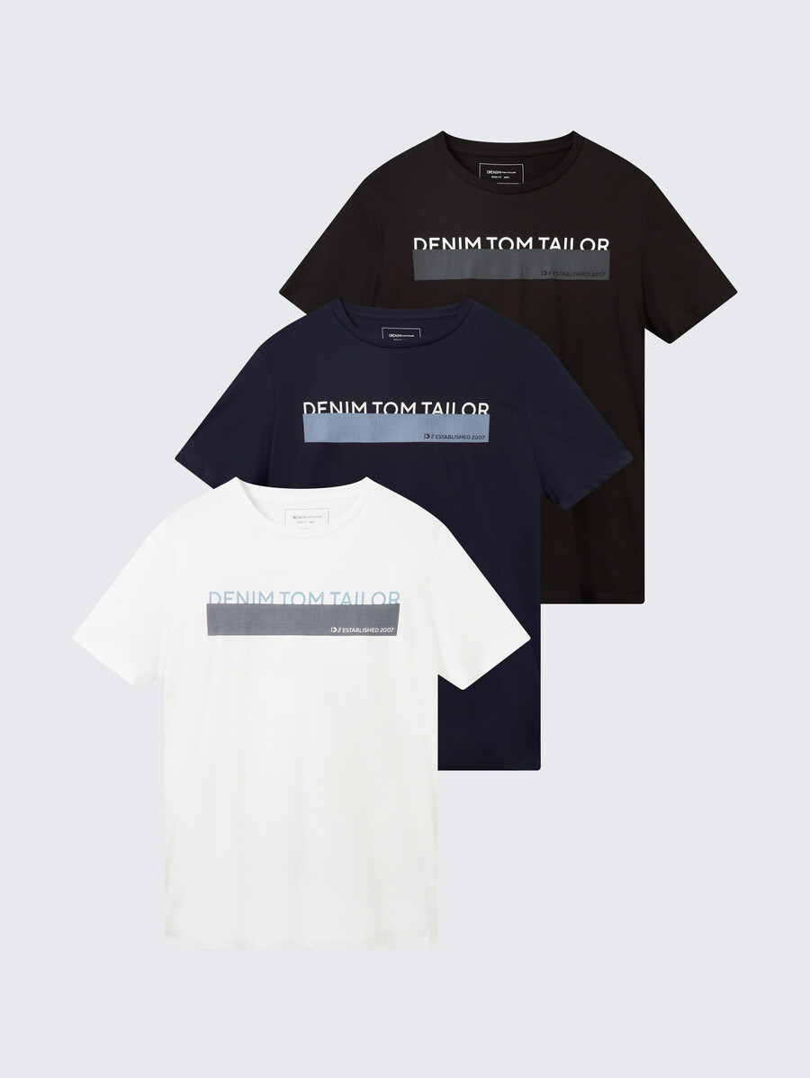 t-shirt mit aufdruck im 3er-pack