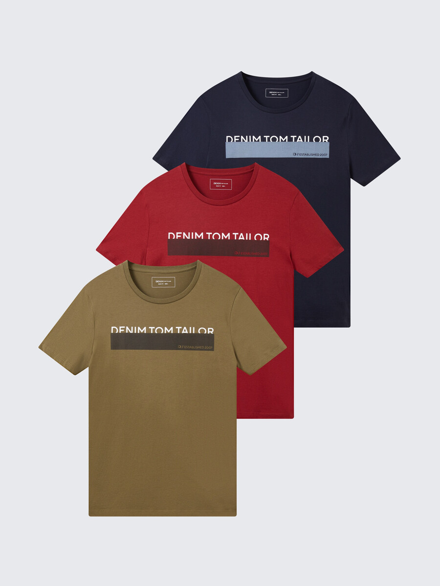 t-shirt mit aufdruck im 3er-pack