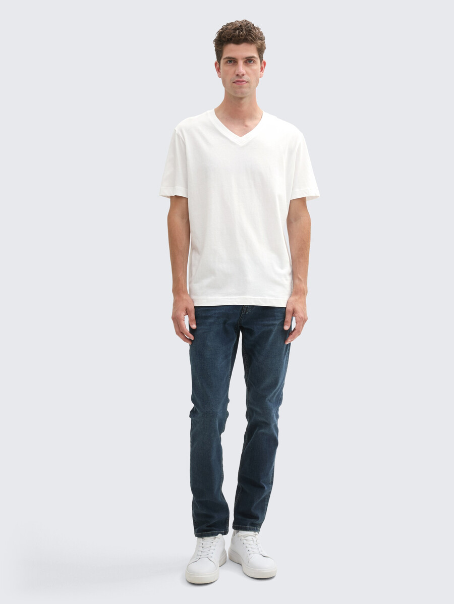 basic-t-shirt im 2er-pack mit v-ausschnitt