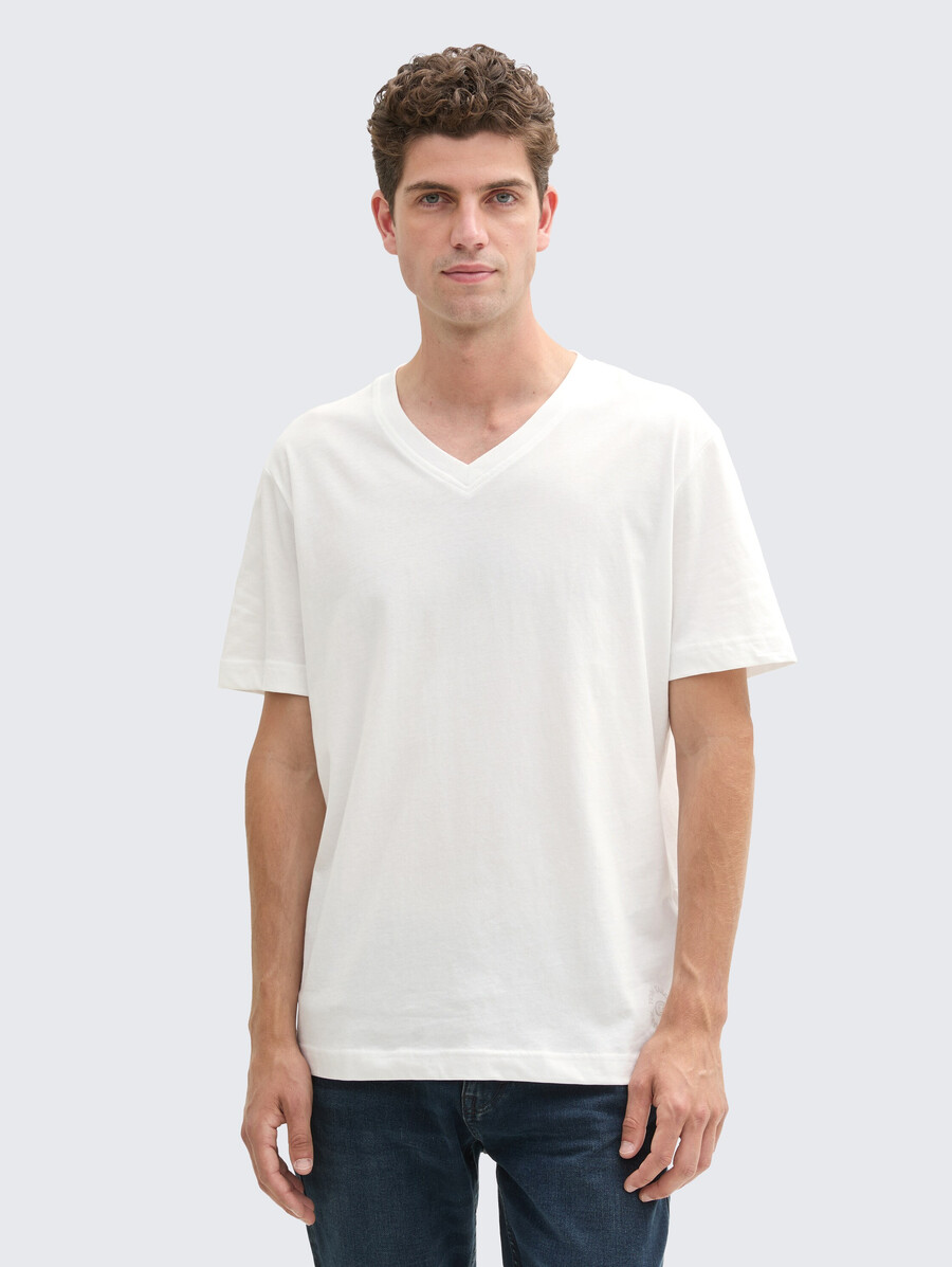basic-t-shirt im 2er-pack mit v-ausschnitt