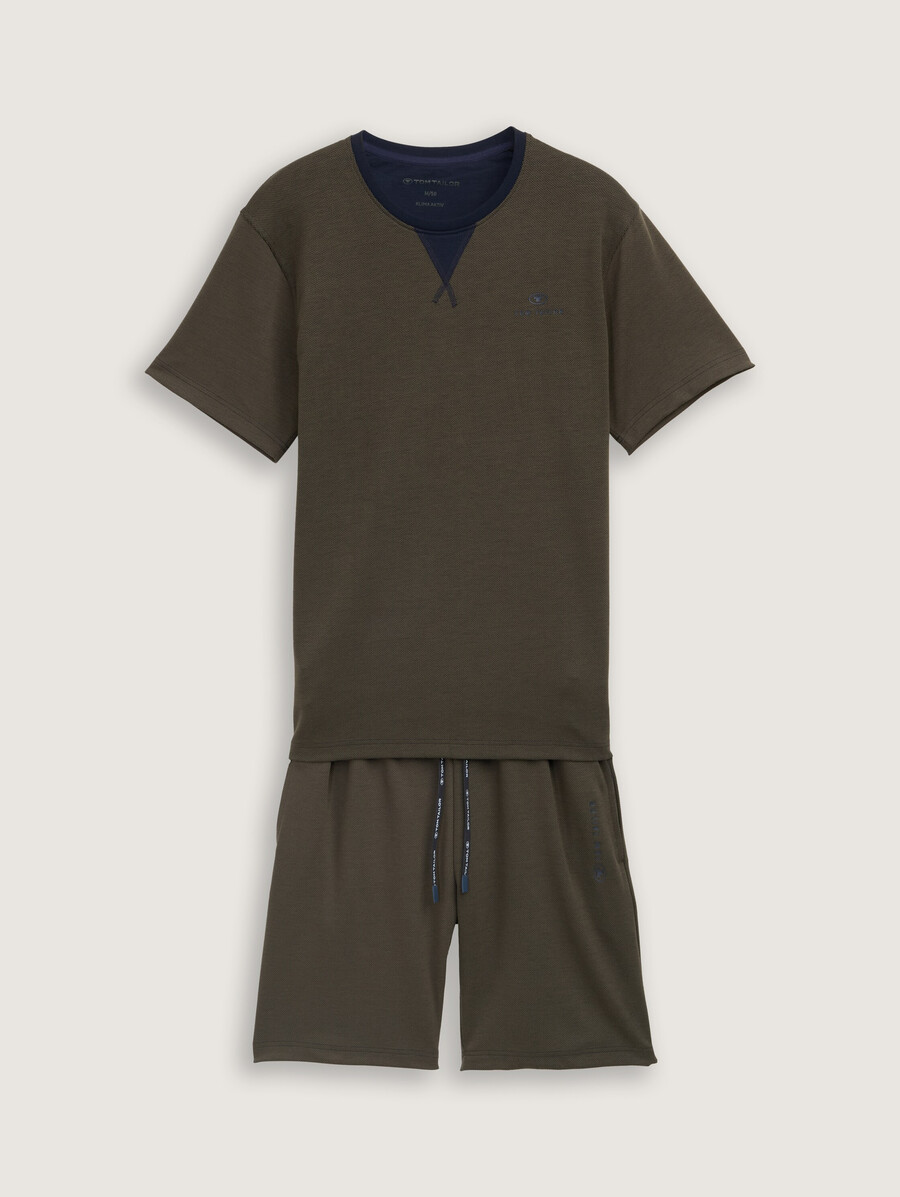 pyjama-set mit logodruck und kordelzug