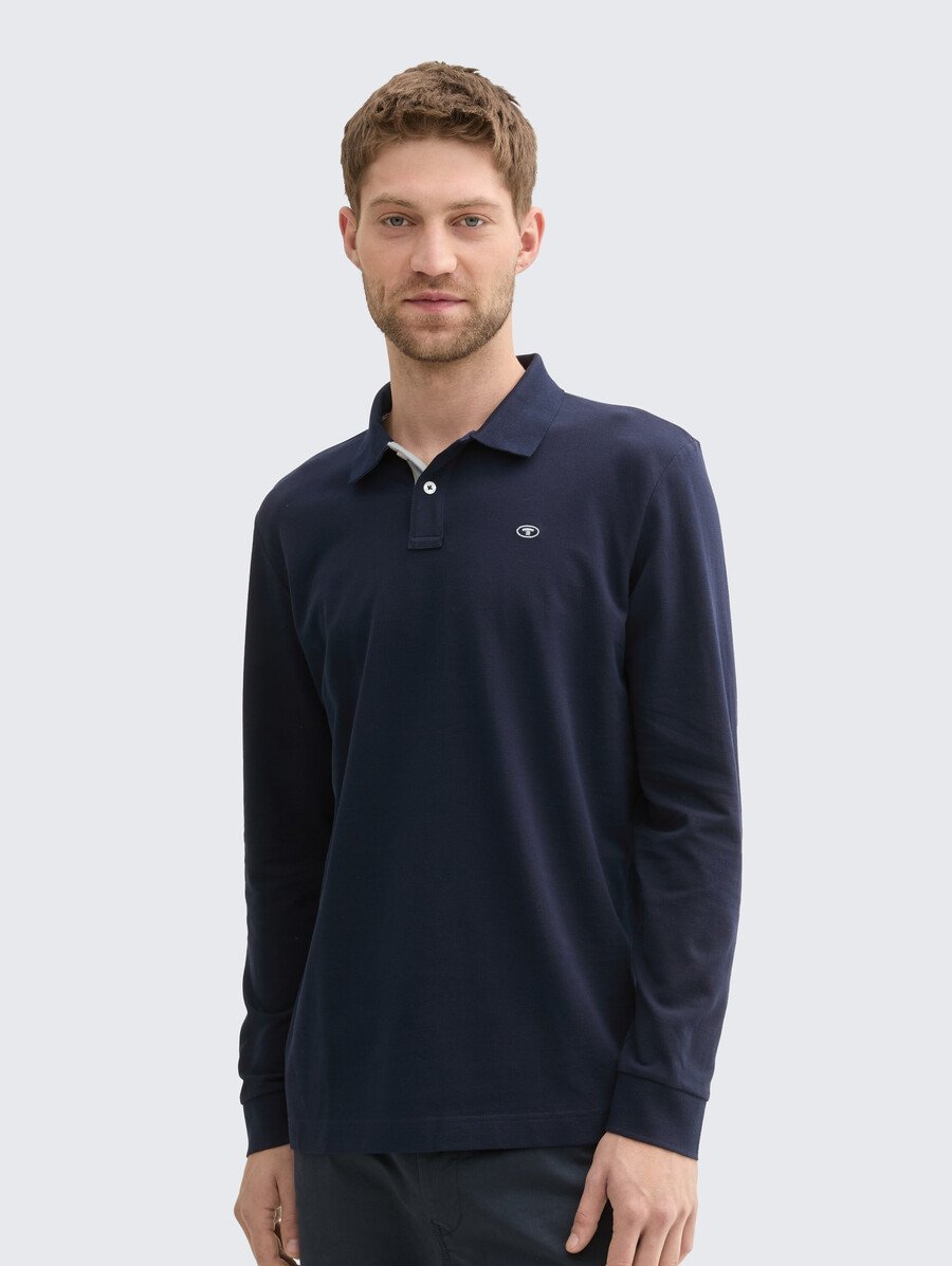 langärmeliges piqué-polohemd