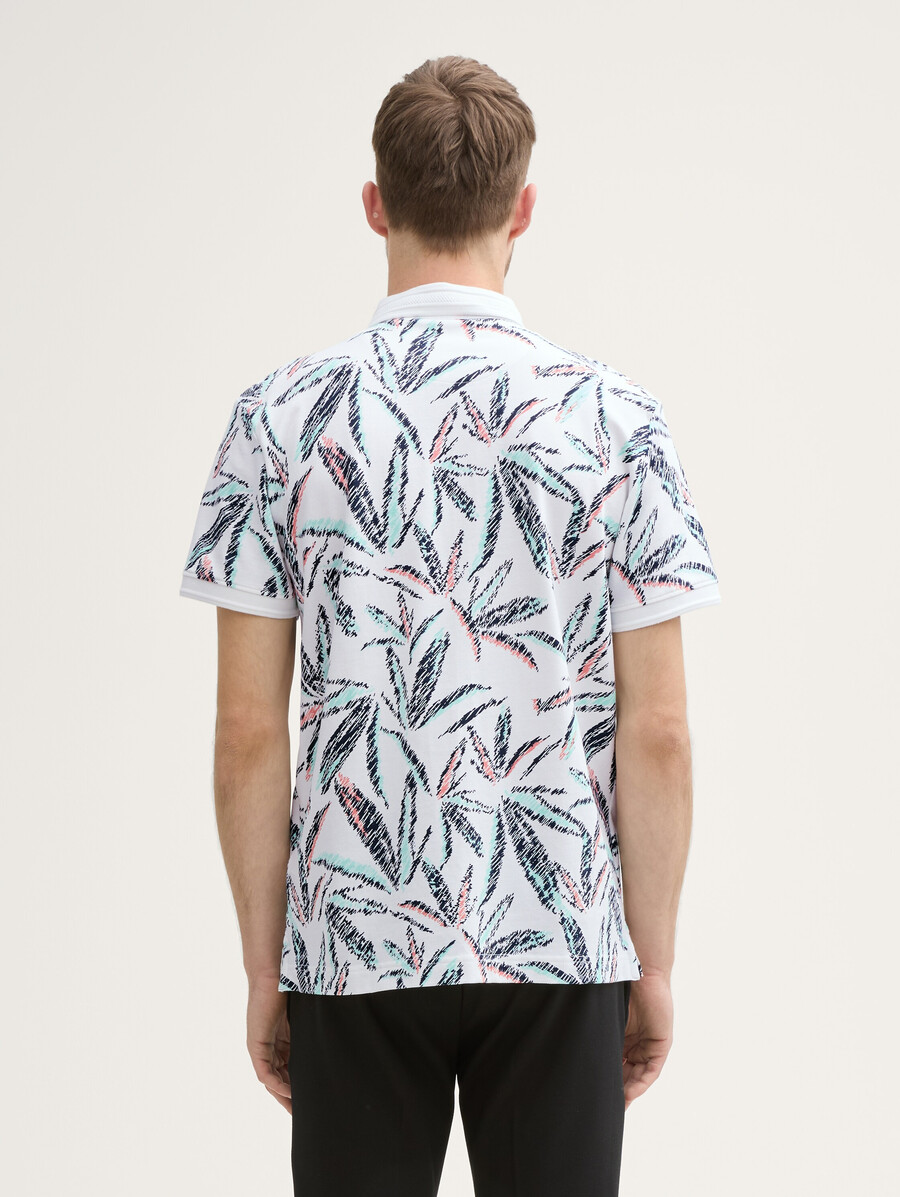 piqué-poloshirt mit palmenmuster