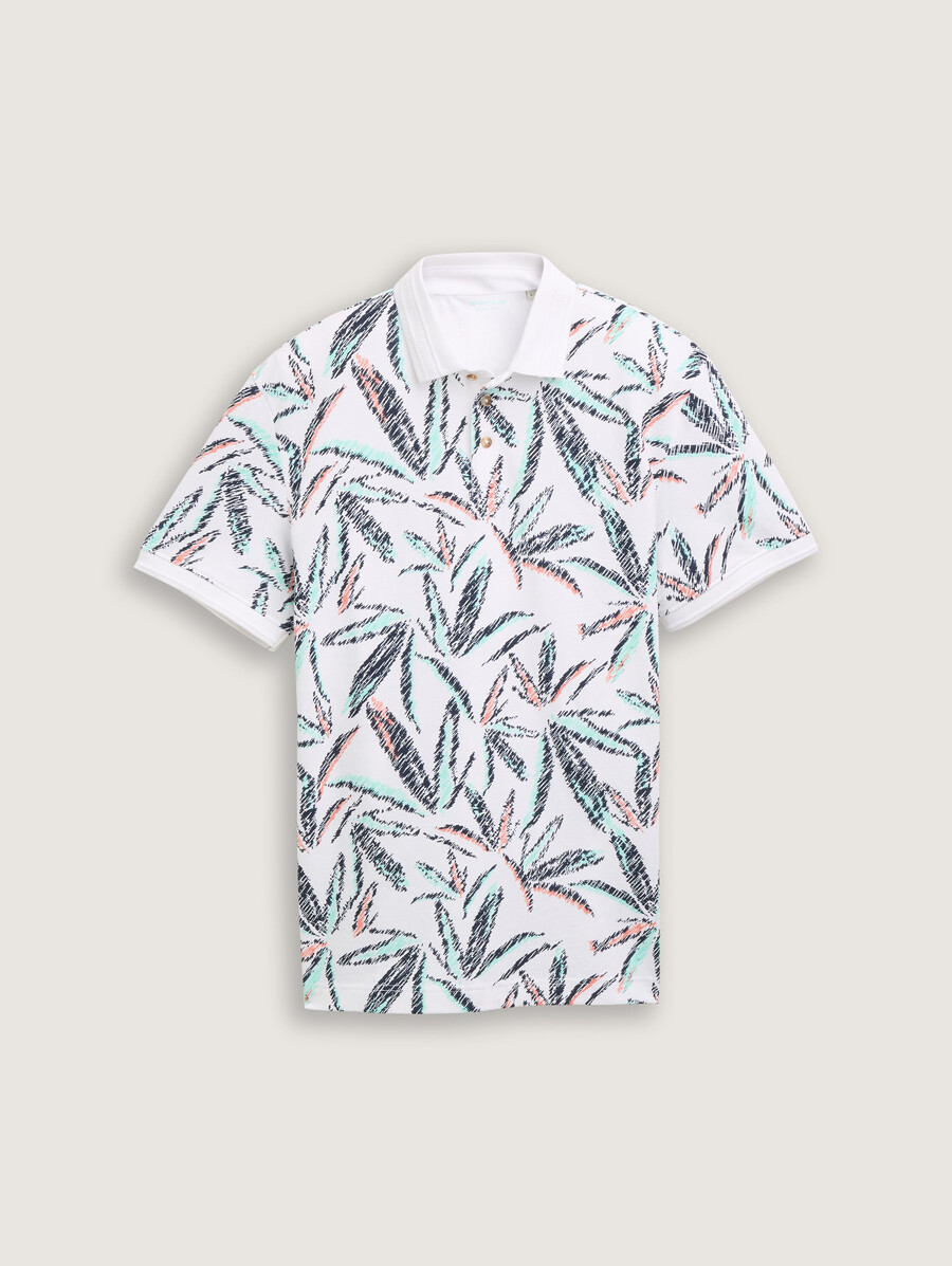 piqué-poloshirt mit palmenmuster