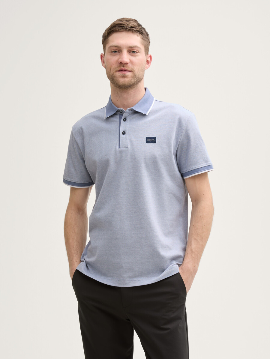 piqué-poloshirt mit logo-etikett