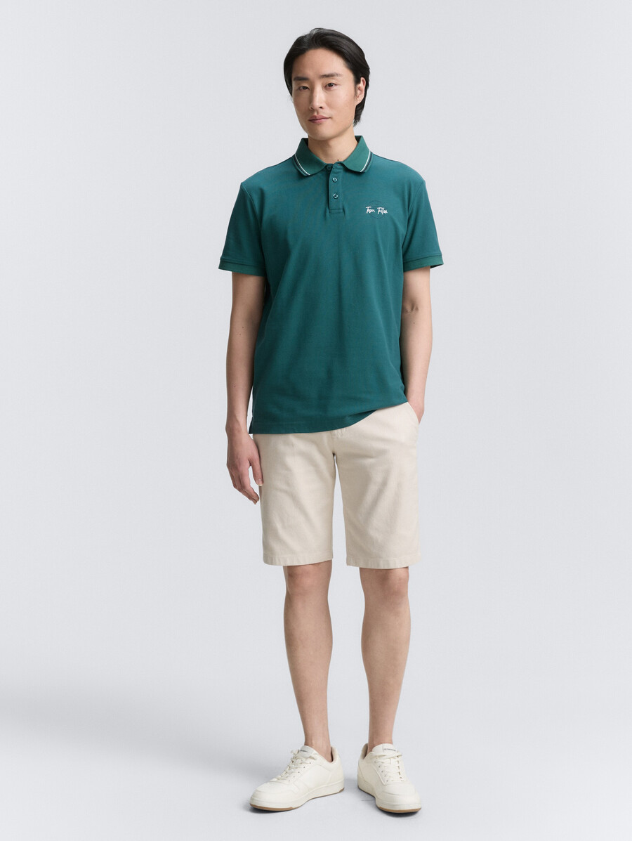 piqué-poloshirt mit aufdruck