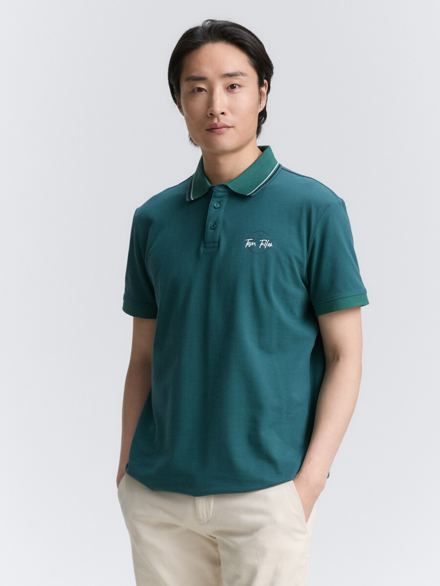 piqué-poloshirt mit aufdruck