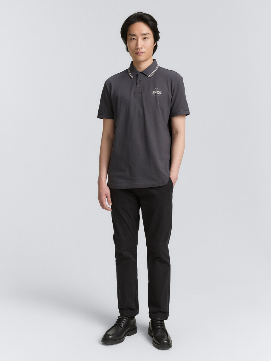 piqué-poloshirt mit aufdruck