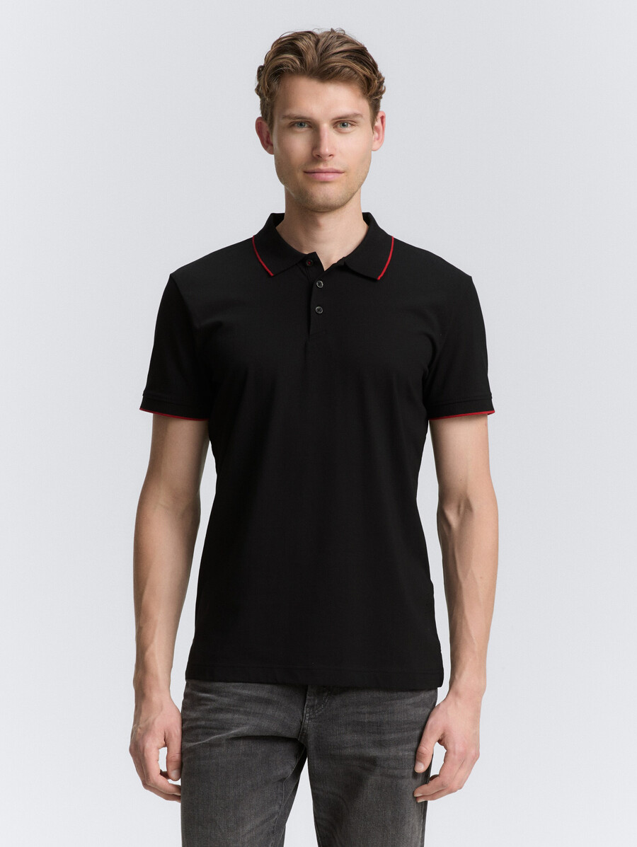 schmal geschnittenes jersey-poloshirt mit stretchanteil