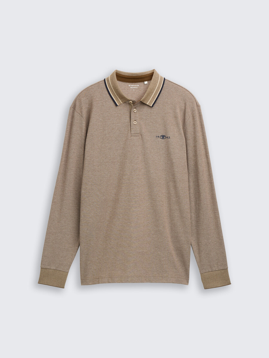 langärmeliges piqué-poloshirt mit logodruck