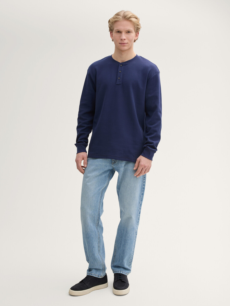 henley-langarmshirt mit lockerer passform