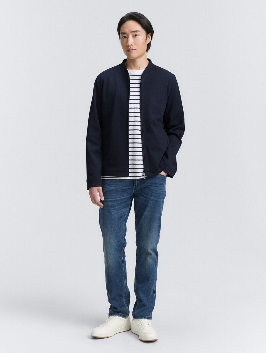 piqué-blousonjacke mit bomberkragen
