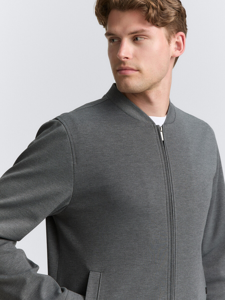 piqué-blousonjacke mit bomberkragen