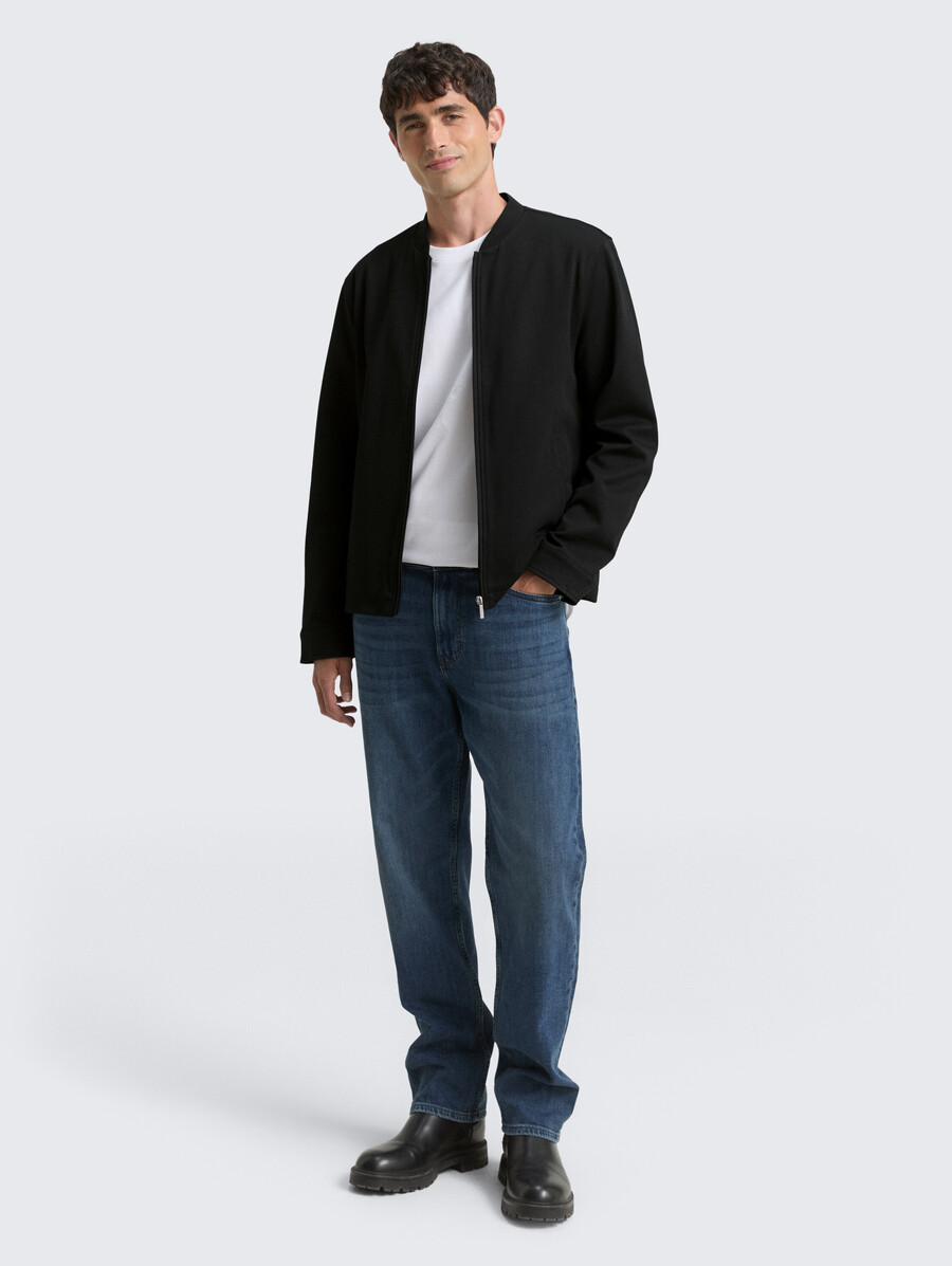 piqué-blousonjacke mit bomberkragen