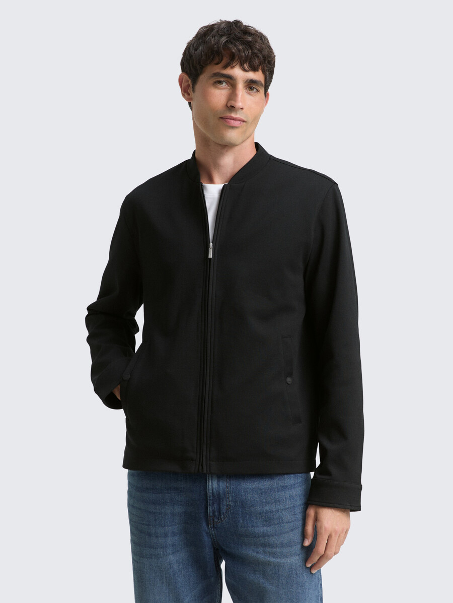 piqué-blousonjacke mit bomberkragen