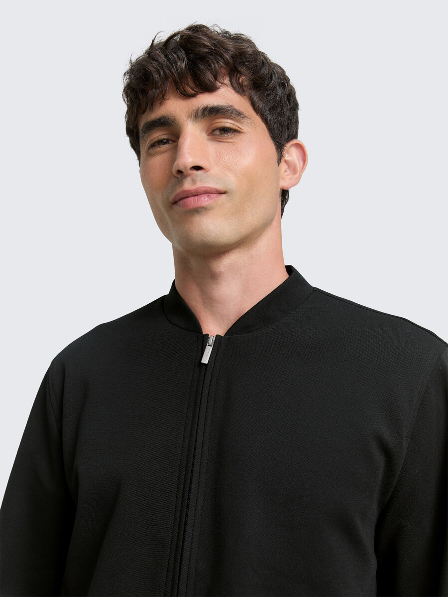 piqué-blousonjacke mit bomberkragen