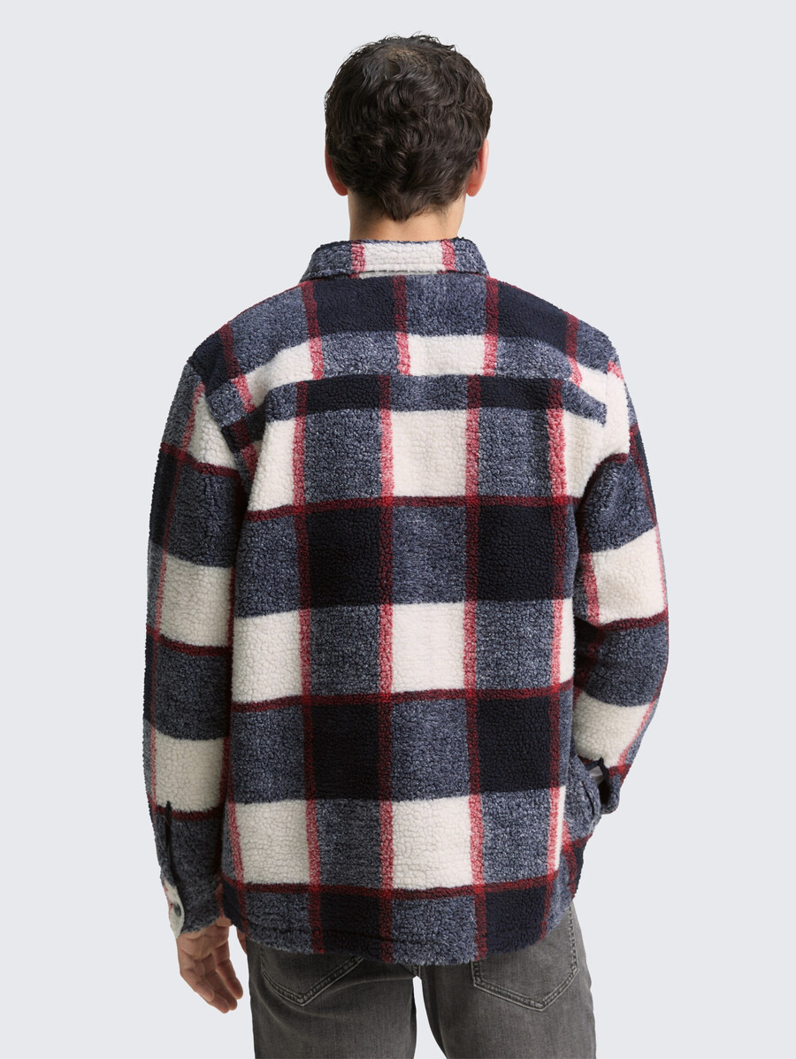 teddy-overshirt mit karomuster
