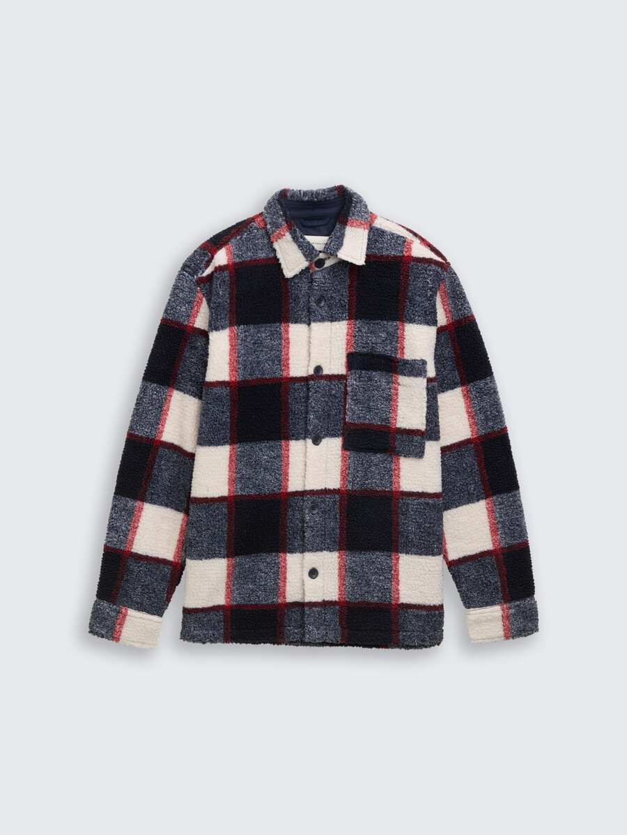 teddy-overshirt mit karomuster