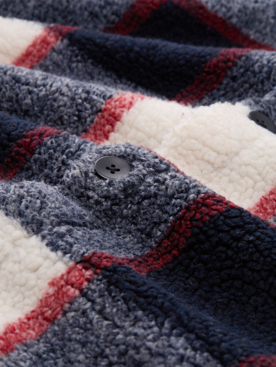 teddy-overshirt mit karomuster