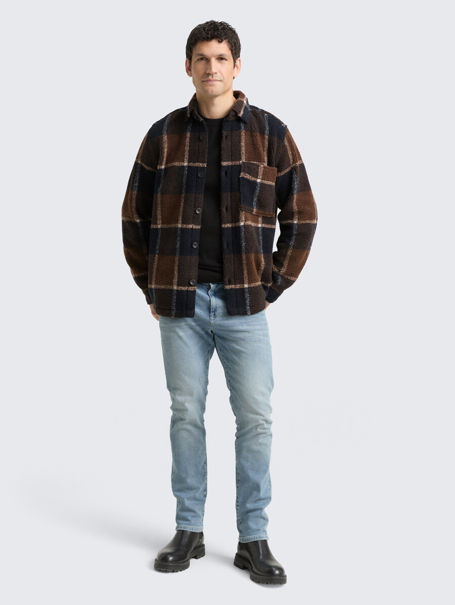 teddy-overshirt mit karomuster