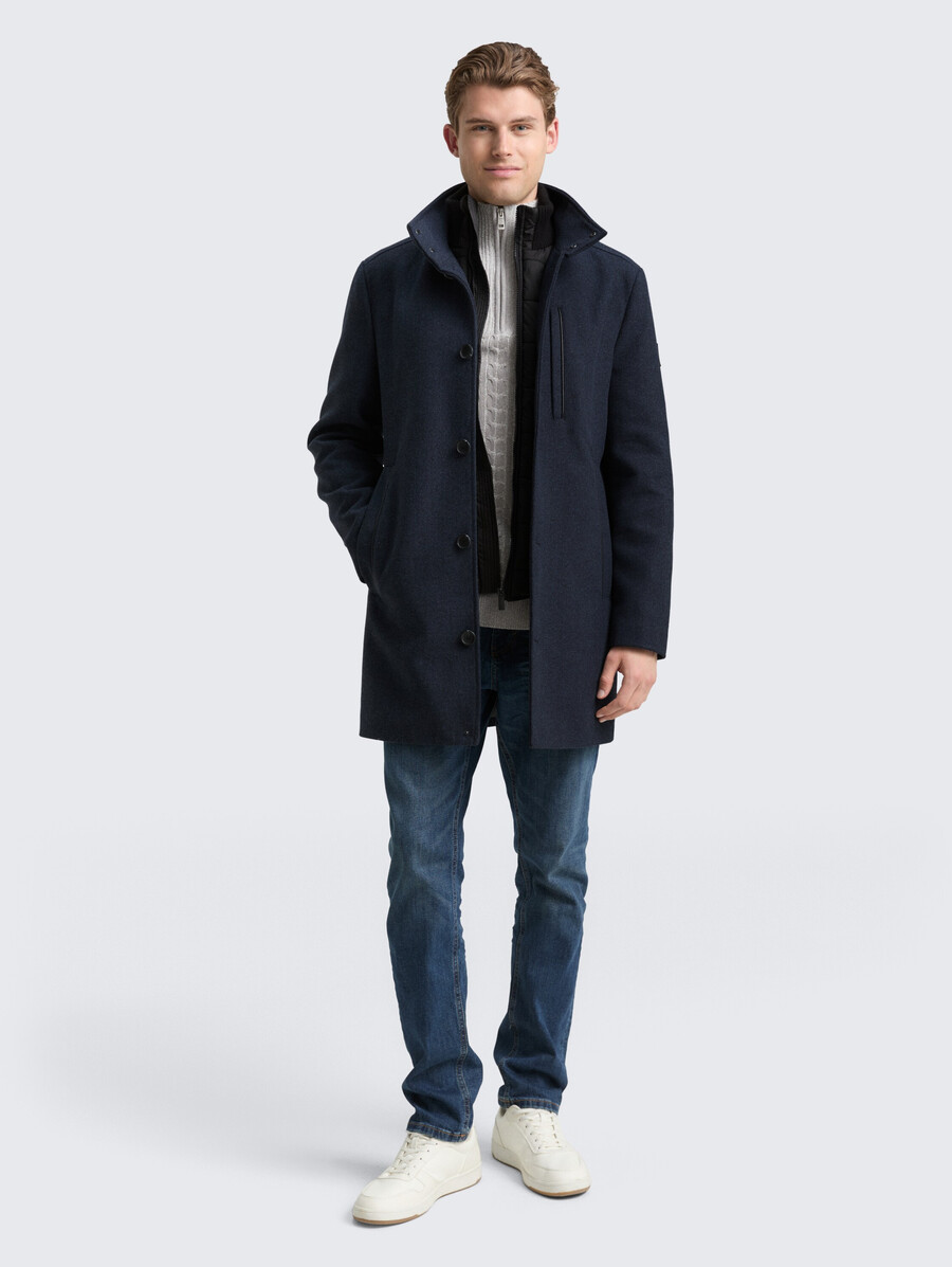 2-in-1 wollmantel mit herausnehmbarer innenjacke