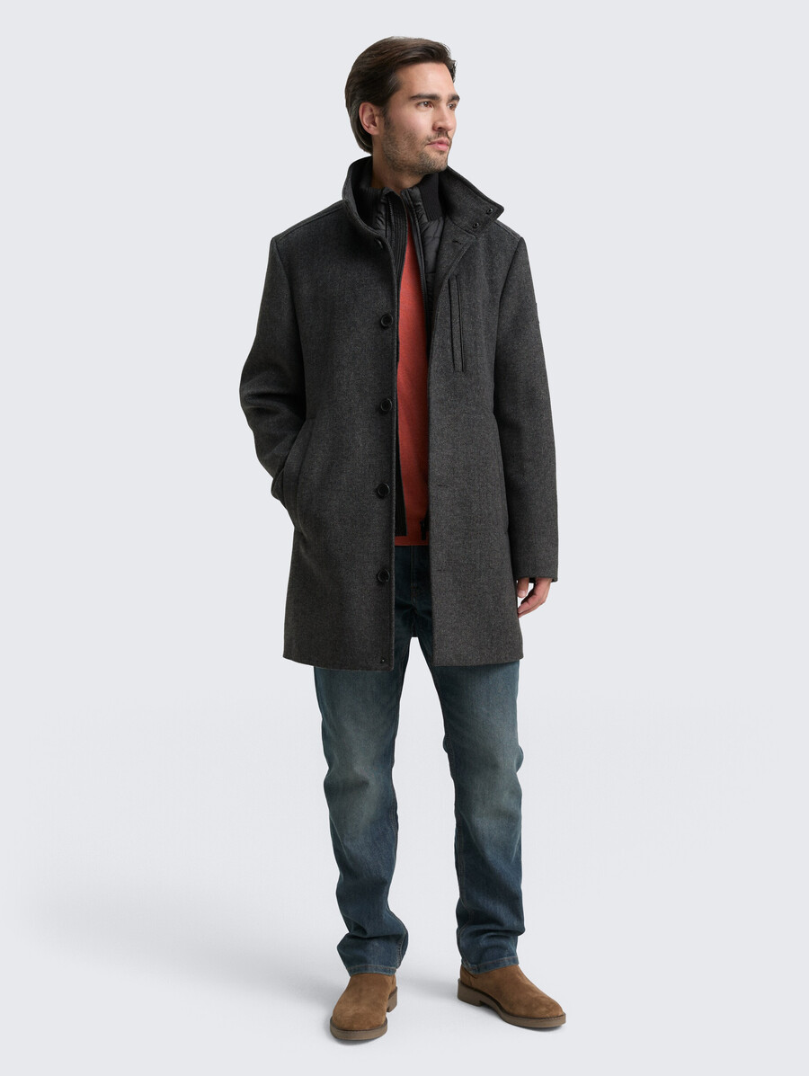 2-in-1 wollmantel mit herausnehmbarer innenjacke