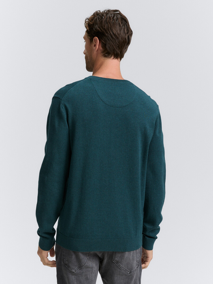 strickpullover aus baumwolle mit v-ausschnitt