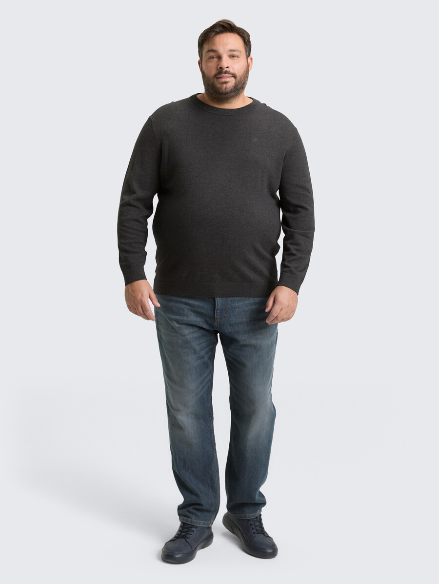 plus size – strickpullover mit logostickerei