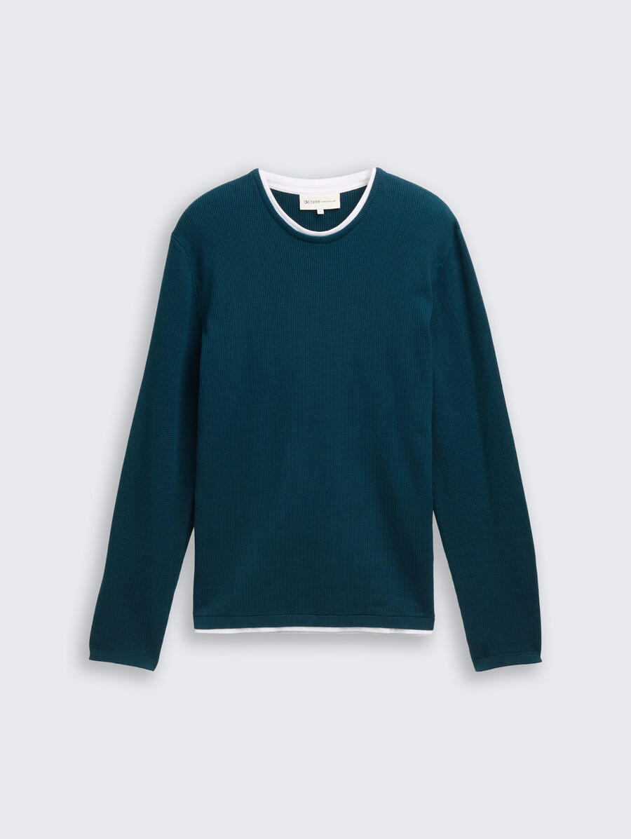 2-in-1-strickpullover aus baumwolle