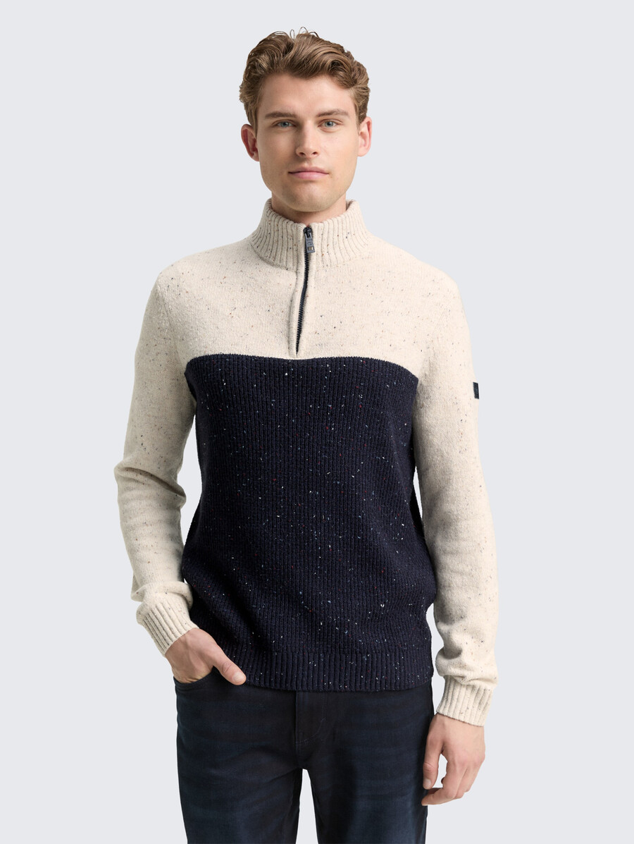 troyer strickpullover mit verschiedenen texturen