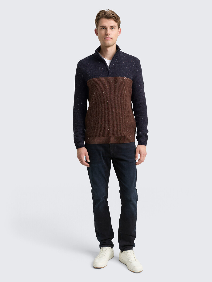 troyer strickpullover mit verschiedenen texturen